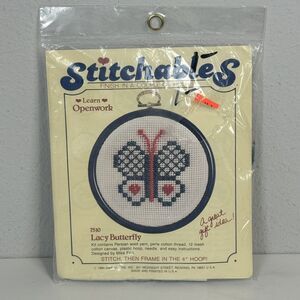 VTG Stitchables Lace Butterfly 7510  Needlepoint Kit NIP 1984